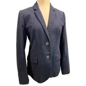 Size 8 J.Crew Womens Navy Blue Schoolboy Cotton Blazer Style 21324